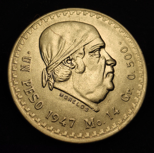 Moneda Un Peso 1947, Morelos Cachetón, Plata