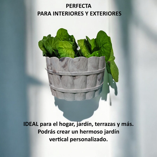 Maceta Pared Colgante Plastico Diseño Madera Jardin 4 Piezas