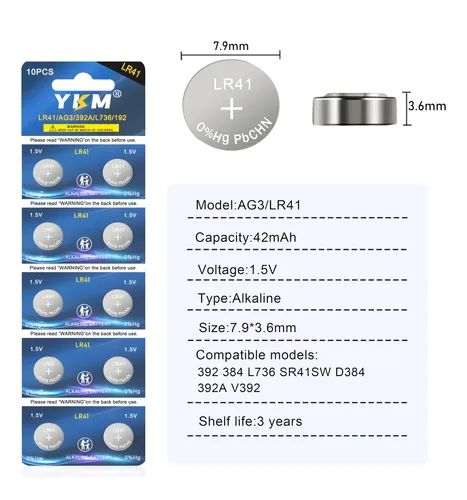 Pilas De Boton Ykm Lr41 Ag3 L736f L736c L736 392 192 1,5 V P