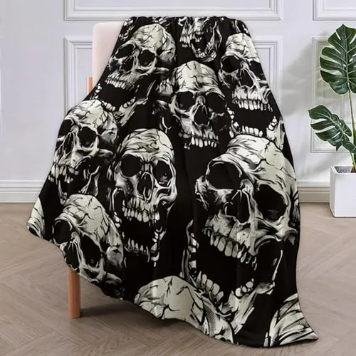 Manta De Calaveras Góticas, Suave Y Ligera, 50x60 In, Decora