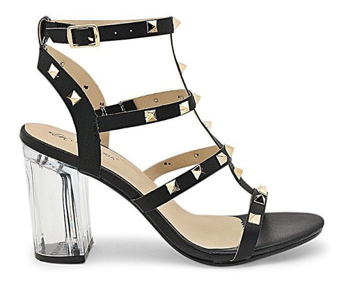 Imagen 2 de 3 de Tacones De Mujer De Tiras Elegantes Sandalia Negra