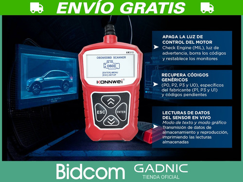 Imagen 3 de 10 de Scanner Automotriz Multimarca Konnwei Obd2 Profesional Lcd