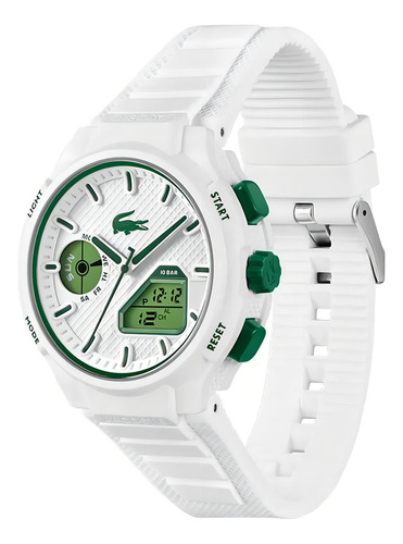 Reloj Lacoste Hombre Lc33 Multifuncion 2011364 Malla Blanco Bisel Blanco Fondo Blanco