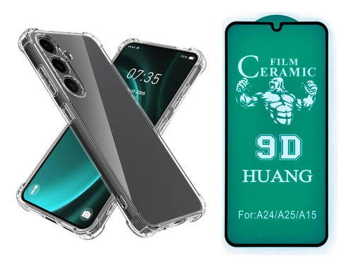 Capinha Capa Case + Película De Cerâmica 9d Para Samsung A15 Cor Transparente Anti Impacto