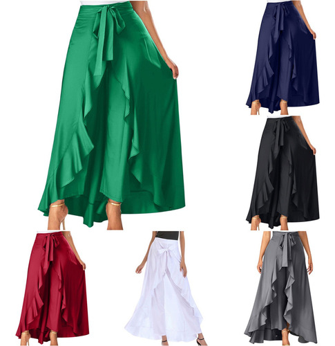 Pantalones Tipo Culottes Irregulares Con Lazo En Forma De Ho