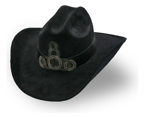 Sombrero Negro Gamuza Cowboy Para Viaje Y Fiesta 