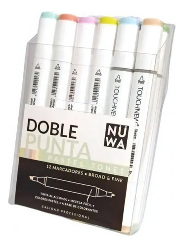 Marcadores Doble Punta Colores Pastel X12 Nuwa T5-02p