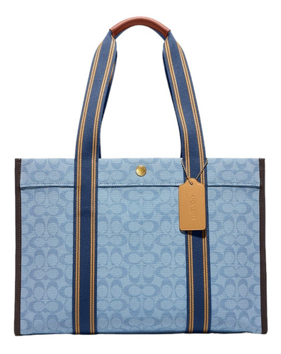 Cartera Tote Coach Spin 42 Signature Jacquard Azul