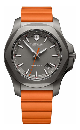 Victorinox Inox Grey Dial Mens Orange Rubber Mens Watch 2417