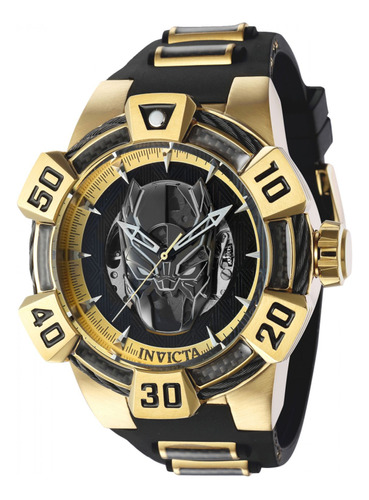 Reloj Para Hombres Invicta Marvel 40992 Negro Color de la correa Oro