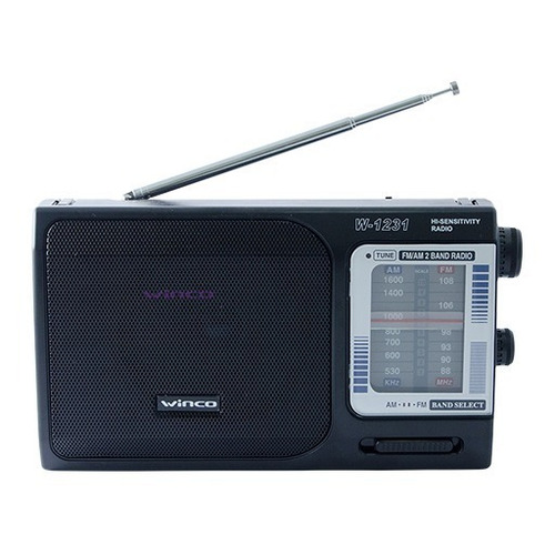 Radio Portatil Am Fm A Pilas Y Electrica Winco W-1231 Manija