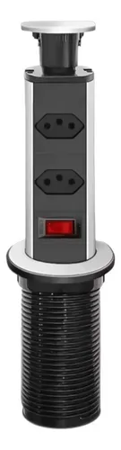 comprar Torre Multiplug Retrátil Com 2 Tomadas 110-250v 10a Totem Cor Cinza E Preto