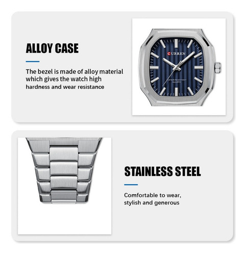 Relojes Impermeables De Acero Inoxidable Curren8458 Fashion