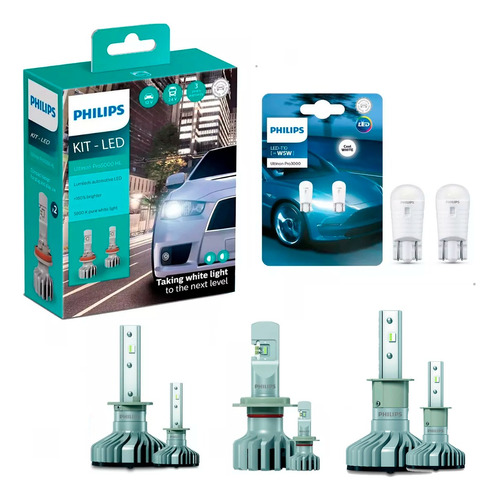 Kit Led Philips Ultinon Pro H7 + H1 + H3 + Par Pingo T10 