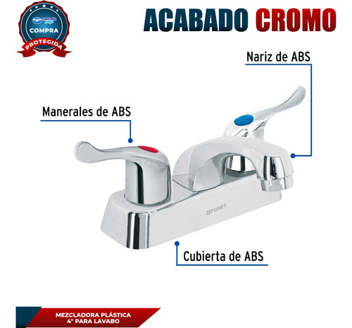 Mezcladora Lavabo Cuello Corto Manerales Palanca Foset 45511