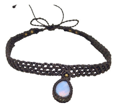 Collar Amuleto Macramé  Piedra Luna .- Choker