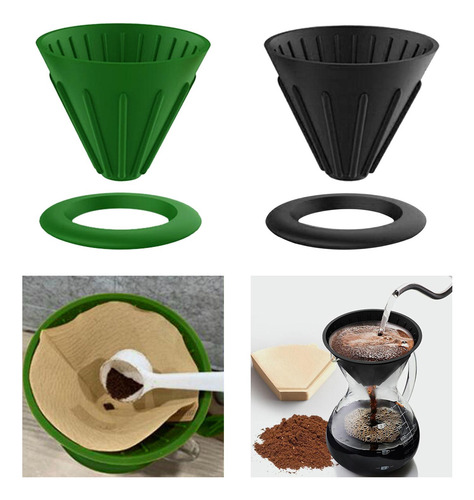 Juego De 2 Tazas De Filtro De Café De Silicona Plegables