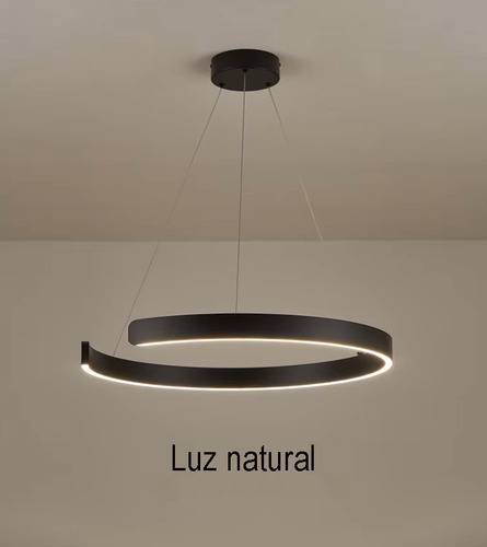 Lampara Colgante Moderna Led Ring Aluminio 34w Neutra 60cm Estructura Negro
