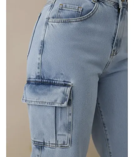 Calça cargo jeans feminina - imagem 4