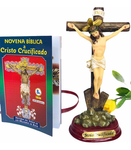 Jesús Crucificado En Porcelana Italiana Con Base En Madera