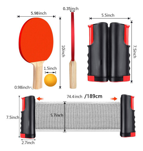 Set Ping Pong Tenis Mesa 2 Paleta + 6 Pelotas + Malla