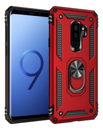 Funda Protectora Para Samsung Galaxy S9 Plus Con Anillo Rojo