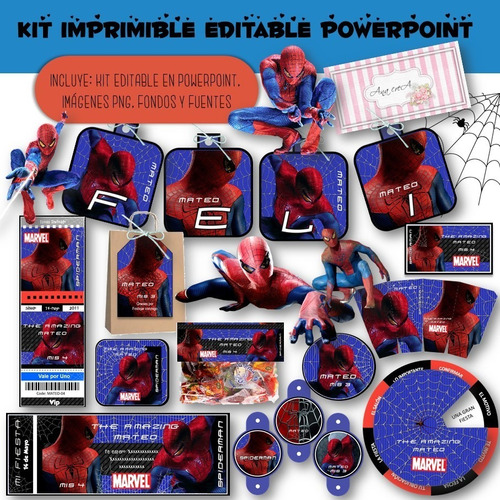 Kit Imprimible Spiderman Mod.3 100% Editable Deco Cumple