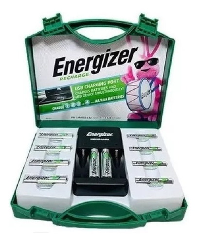 Cargador Energizer + 6 Bat Aa +2 Aaa + Adaptadores C Y D (Reacondicionado)