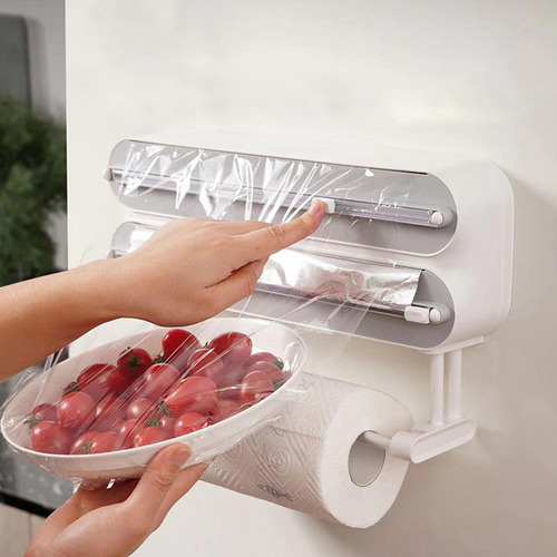 Dispensador De Película Adhesiva Con Portarrollos Gris