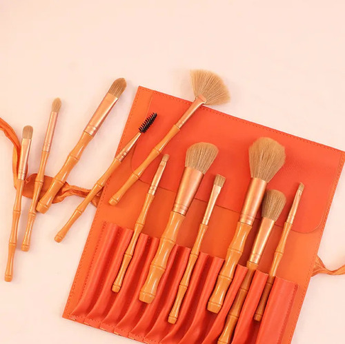 Set De 11 Brochas De Maquillaje Con Mango Y Cerdas De BambĂș