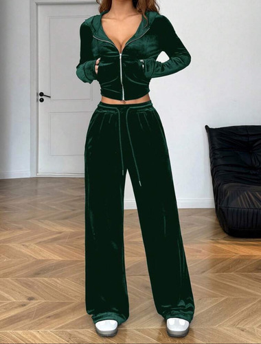 Campera Corta Y Pantalones Casual Shein