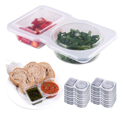 10/15/20/30/40/50 Pack Double Compartment Condiment