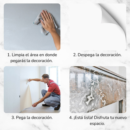 Pegatina 12pz Plancha Para Pared 60x60cm Tipo Marmol 4.3m2 Gris