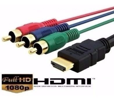 Cable Enchapado En Oro Hdmi A 3 Rca Video Componente 1m Gear