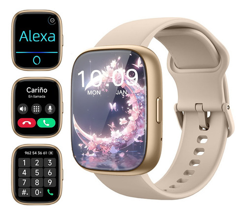 Reloj Inteligente Simsonlab Idw26 Bluetooth Calls Para Alexa Ios/android Golden Smart Watch 1.85 Hd Screen 100 Modos Deportivos