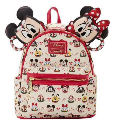 Loungefly Disney Minnie Y Mickey Mouse Hot Cocoa Mini Mochi. Color Blanco Y Rojo