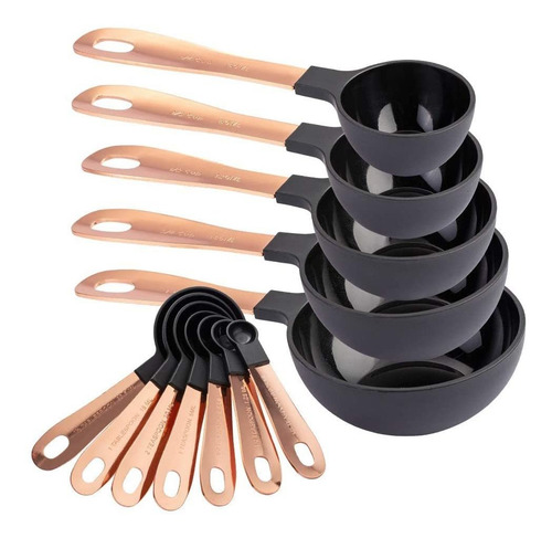 Juego De Tazas Medidoras De 12 Piezas De Cobre Con Color Y J