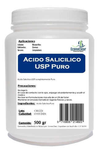A. Salicilico Puro Grado Usp 1 Kg Mejor Calidad 
