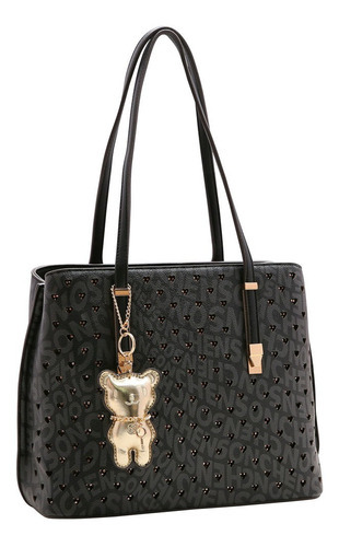 Bolsa Feminina Chenson Monograma Curvas Ombro 3483689 Cor Preto