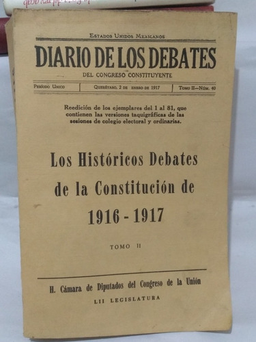 Diario De Los Debates Del Congreso Constituyente Tomo Ll 