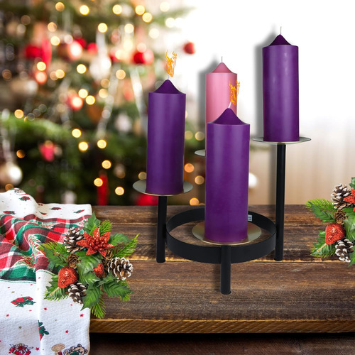 Candelabro Religioso De Adviento De Navidad En Hierro Forjad