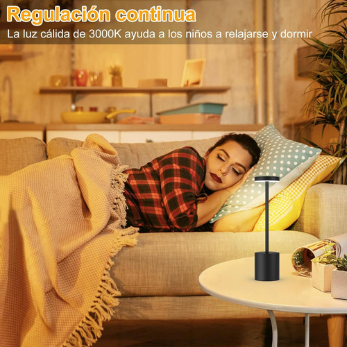Velador Lámpara Led Recargable Usb Dimmer 3 Luces Fria Calida Neutra Táctil Touch Ideal Bar Velador Moderno Elegante Velador De Mesa Levys Bazar Negro Pantalla Negro