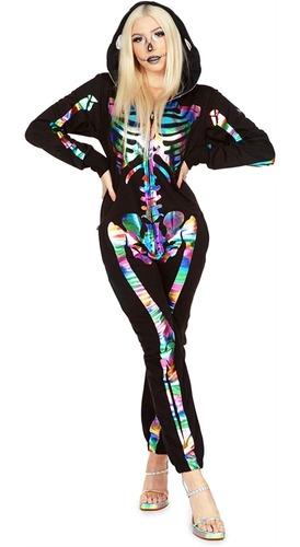 Disfraz De Esqueleto De Halloween Para Mujer Talla L