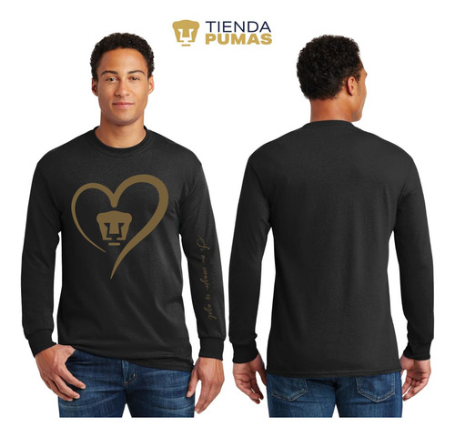 Playera Deportiva M Larga Hombre Pumas Unam Corazón Oro