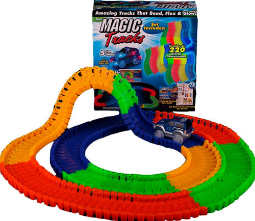 Pista Magic Tracks De 220 Piezas Pista Magica Flexible Neón