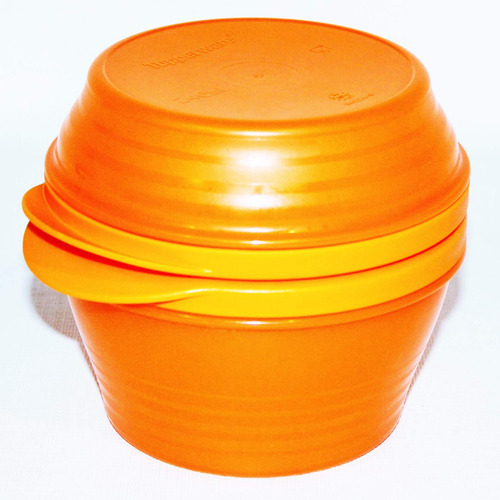 2 Cuenco Duo Sello Bloqueo Clic 1 Taza Color Naranja