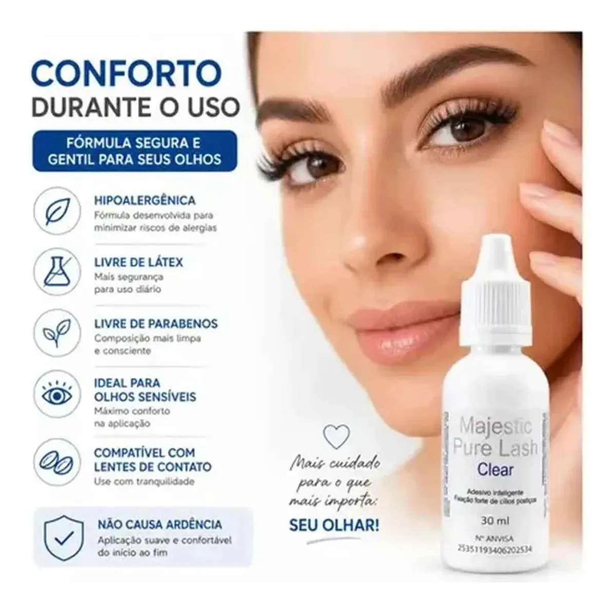 Majestic Pure Lash: Cola De Cílios Sem Tóxicos Clear Transparente