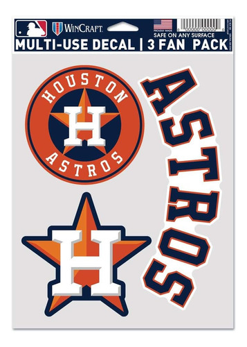 Mlb Houston Astros Calcomanía Multiusos Paquete De 3, ...