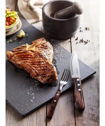 Cuchillo Jumbo Tramontina Roble Asado Polywood 5'' Pack X6 U Color Roble Jumbo
