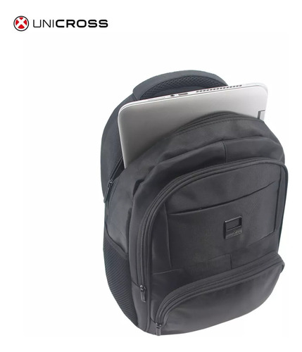 Mochila Unicross Mujer Hombre Portanotebook 15.6 Antirrobo Usb Impermeable Expandible Multicompartimentos Acolchada Casual Urbana Trabajo Escolar Viaje Negro